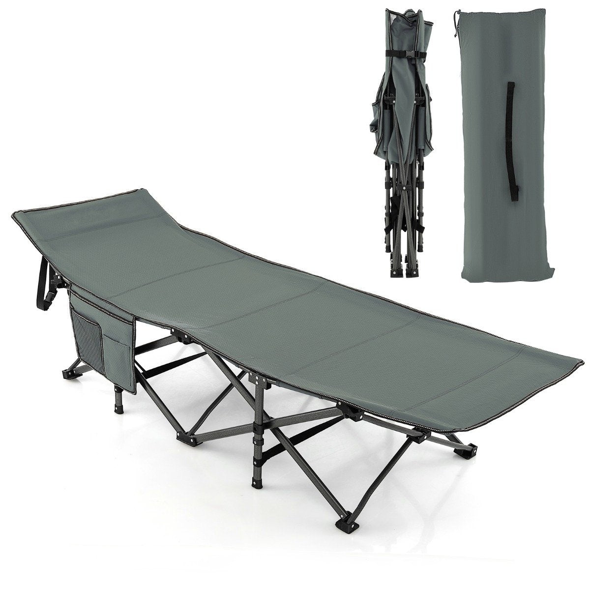Folding Camping Bed Durable Travel Bed 190 x 70 x 54 cm Gray