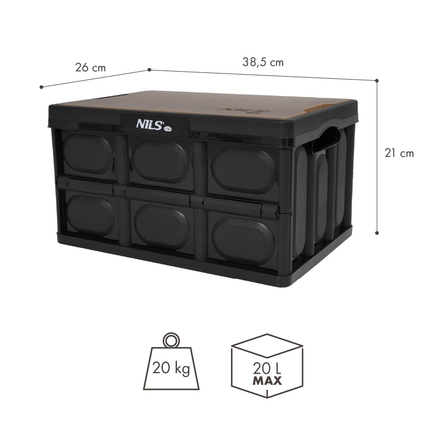 Folding Camping Box with Lid, 20L, 2-in-1