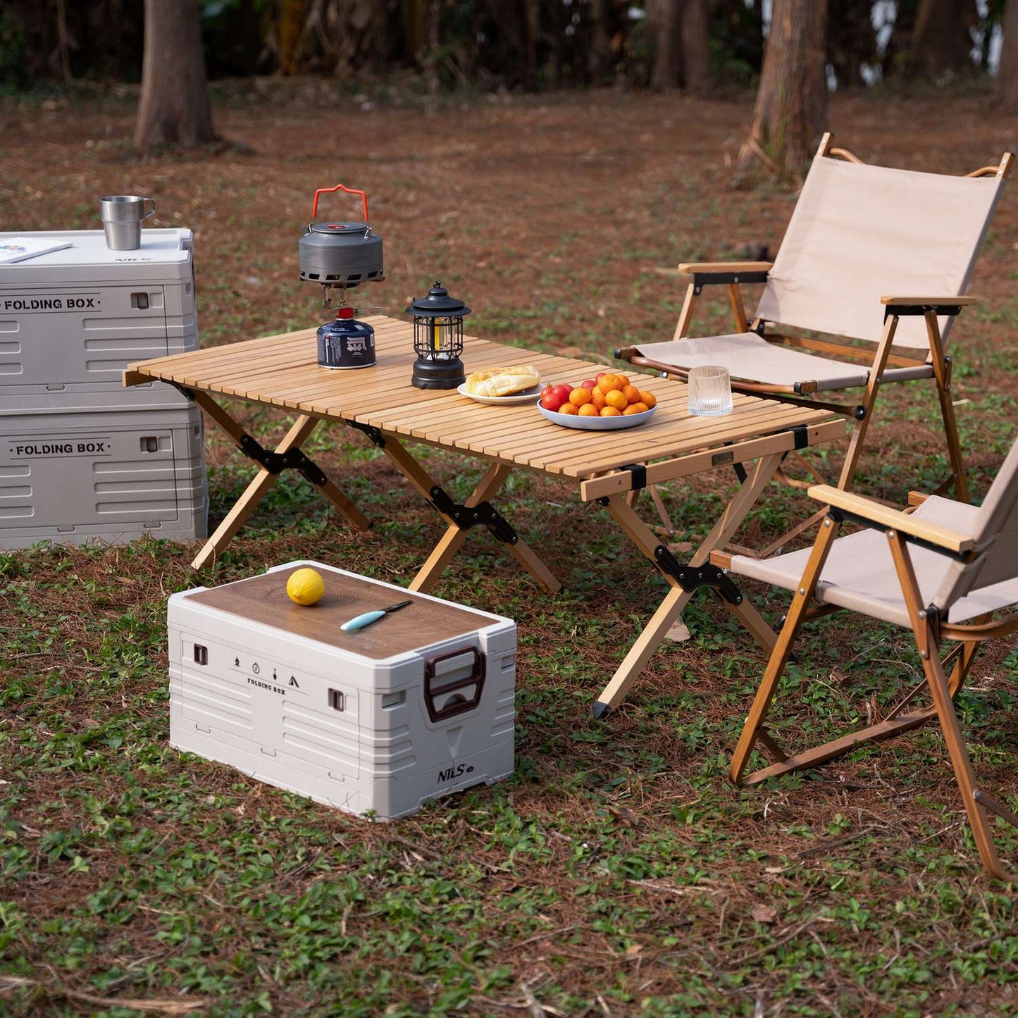 Folding Camping Box with Lid – 2-in-1 Storage Solution
