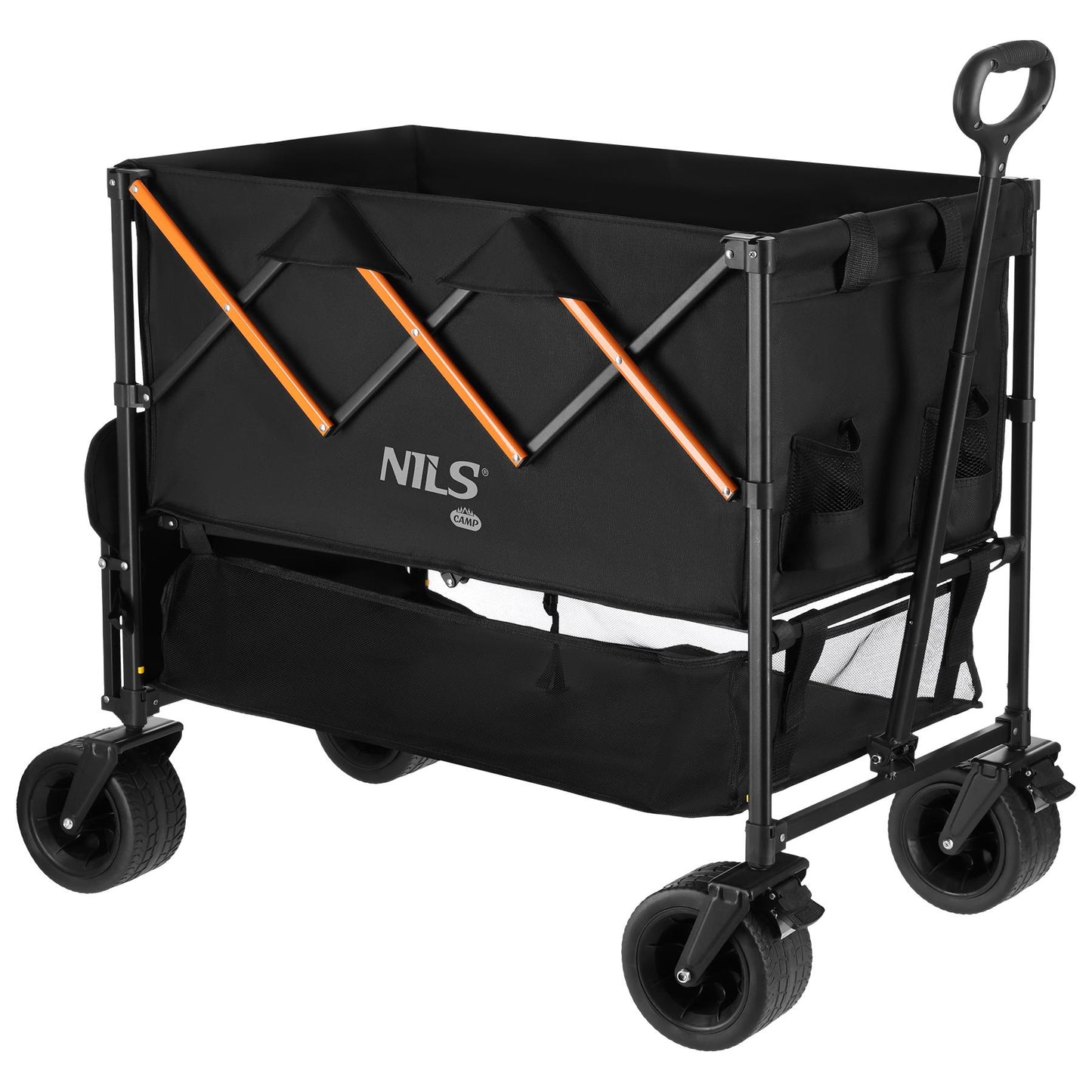 Folding Camping Cart, 160L Capacity, Black-Orange