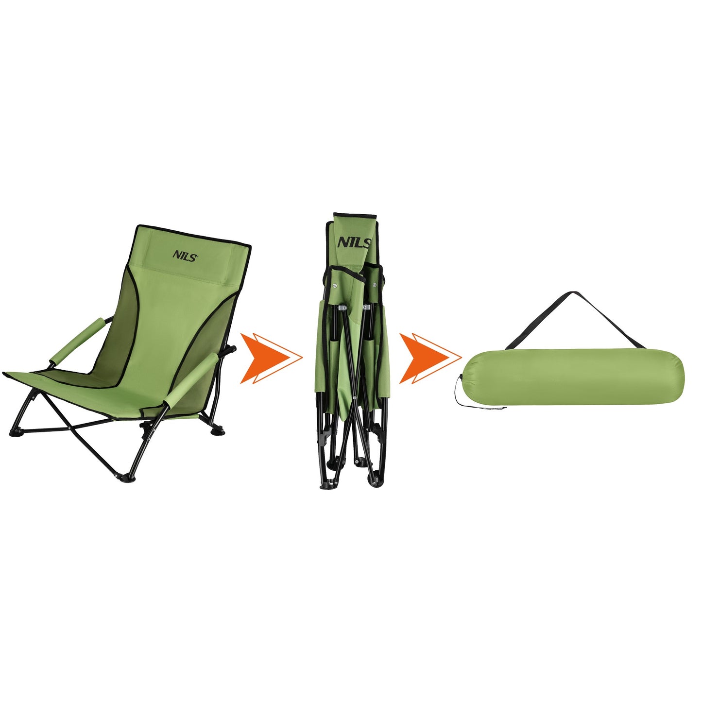 Folding Camping Chair, 120 kg Capacity, Green