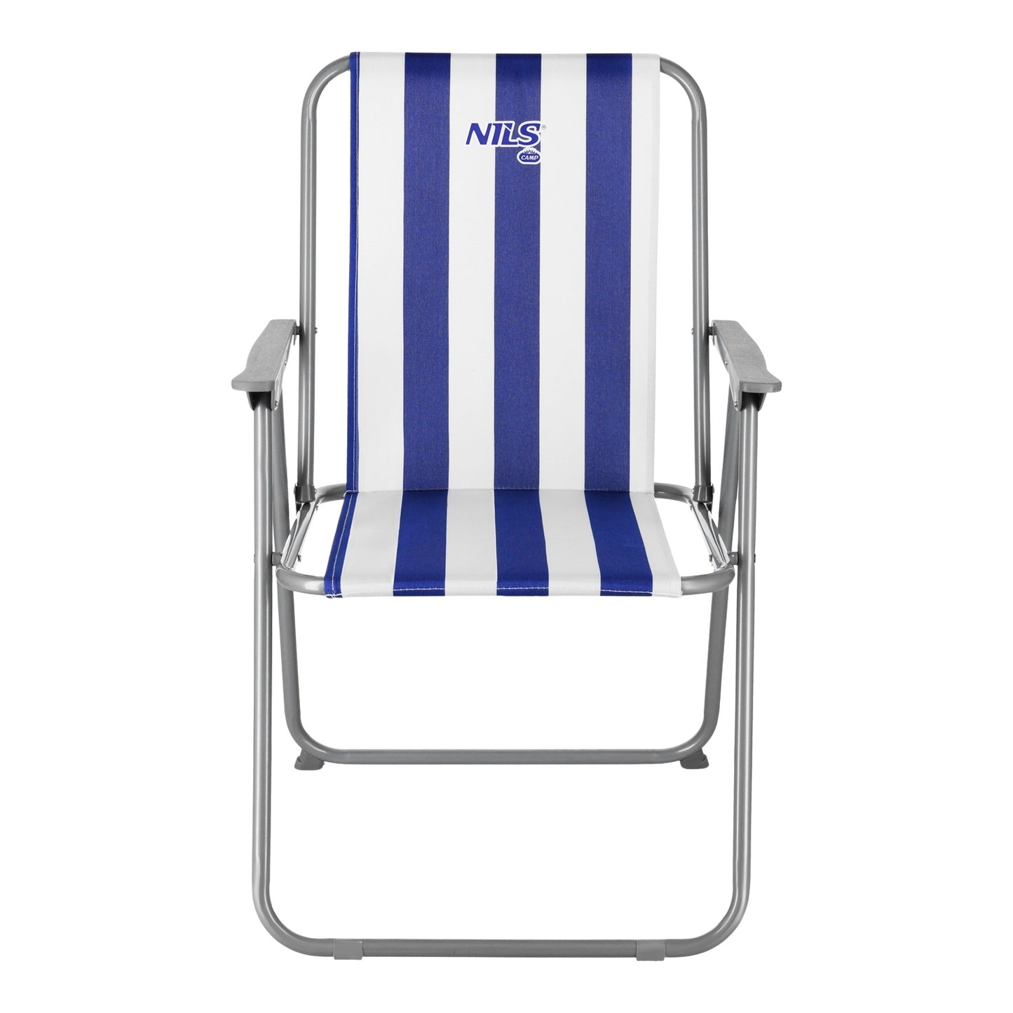 Folding Camping Chair, Blue-White, Portable Design