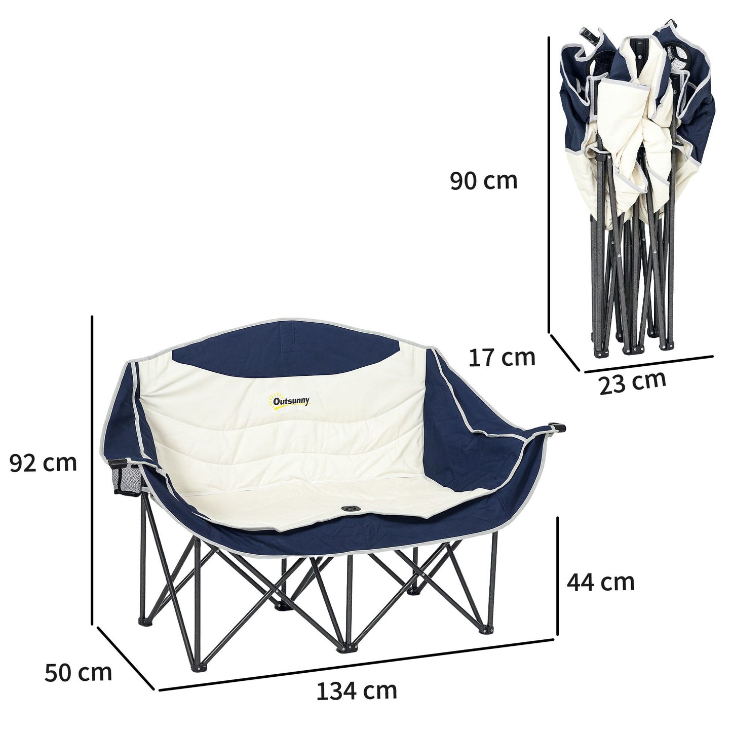 Folding Camping Chair, Dual Padded Seats, 250kg Capacity