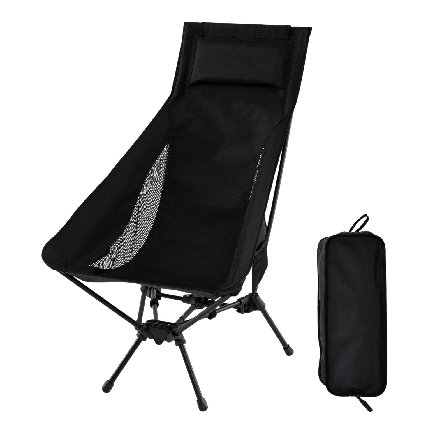 Folding Camping Chair, Lightweight, High Back, Black