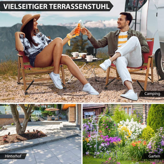 Folding Camping Chair Portable Low Patio Chair 56 x 54.5 x 65 cm Red