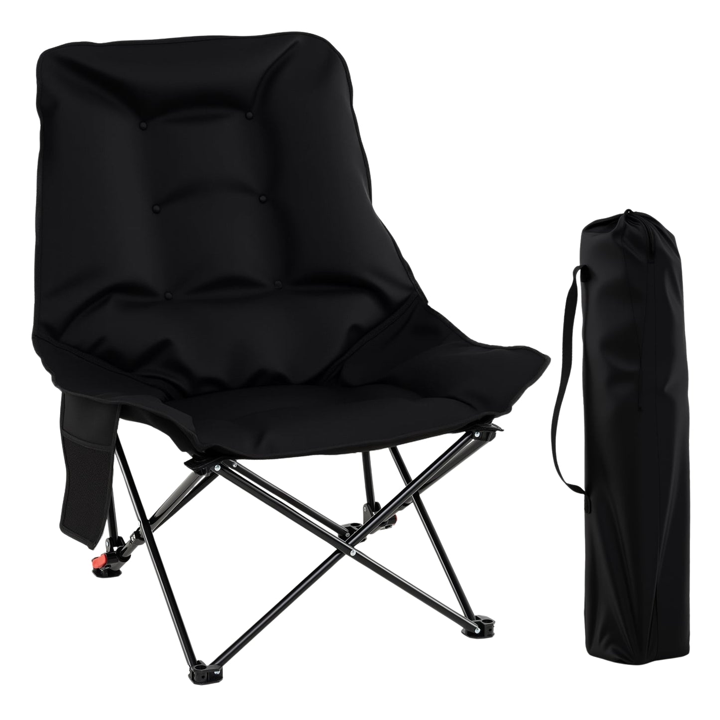 Folding Camping Chairs Set of 2 with Side Table & Cup Holder