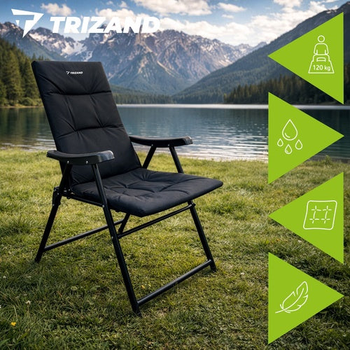 Folding Camping Chair with Backrest, 59x70x91 cm