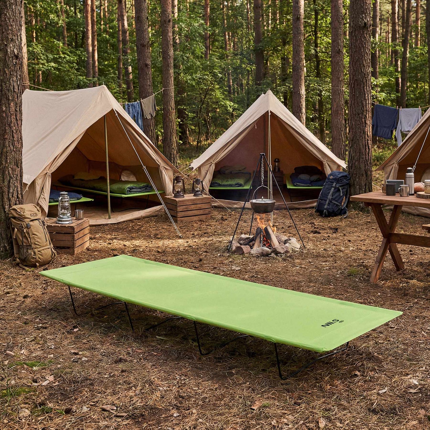 Folding Camping Cot, Steel Frame, 190x60 cm, 110 kg