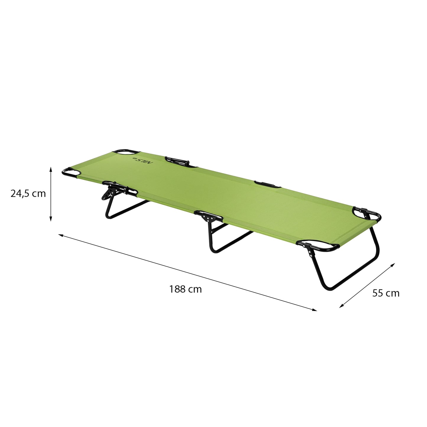 Folding Camping Cot With Adjustable Backrest, 188x55cm