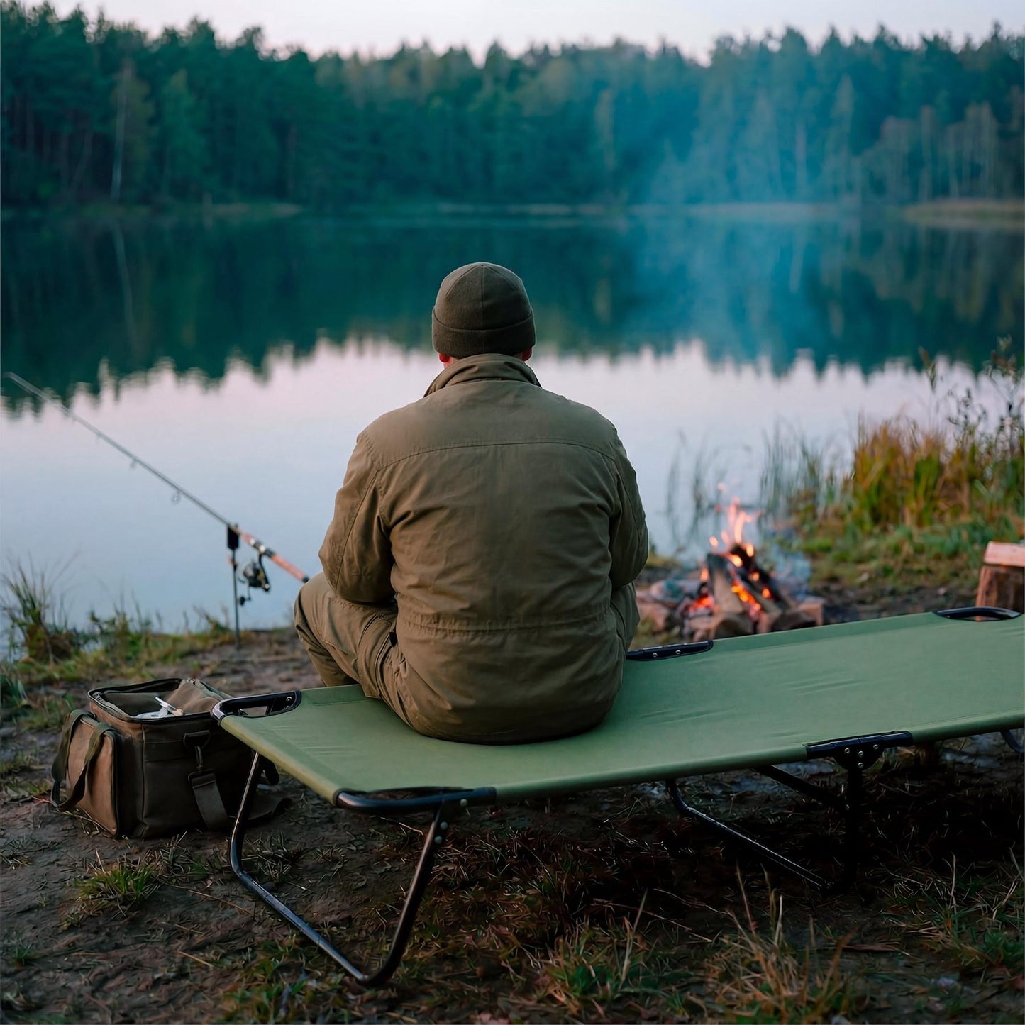 Folding Camping Cot With Adjustable Backrest, 188x55cm