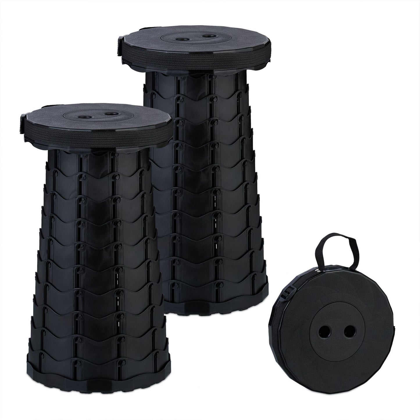 Folding Camping Stools, Adjustable, Set of 2