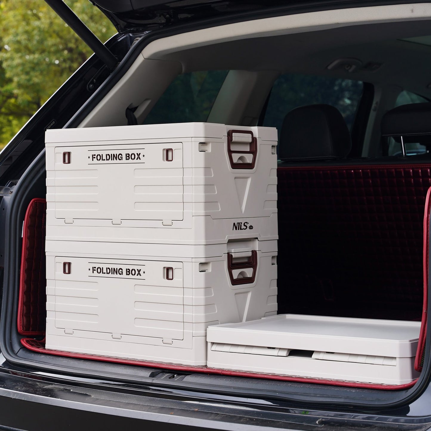 Folding Camping Storage Box with Lid, 50L Capacity