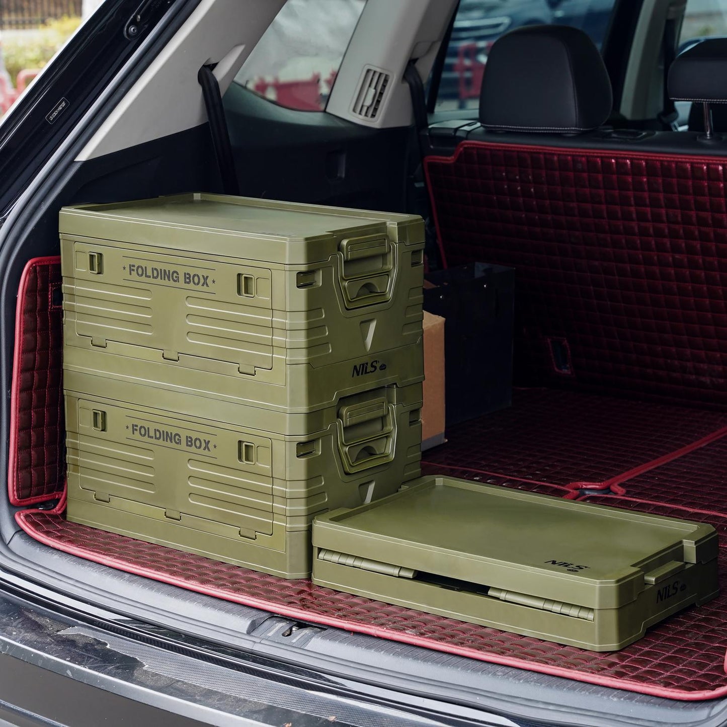 Folding Camping Storage Box with Lid, Portable