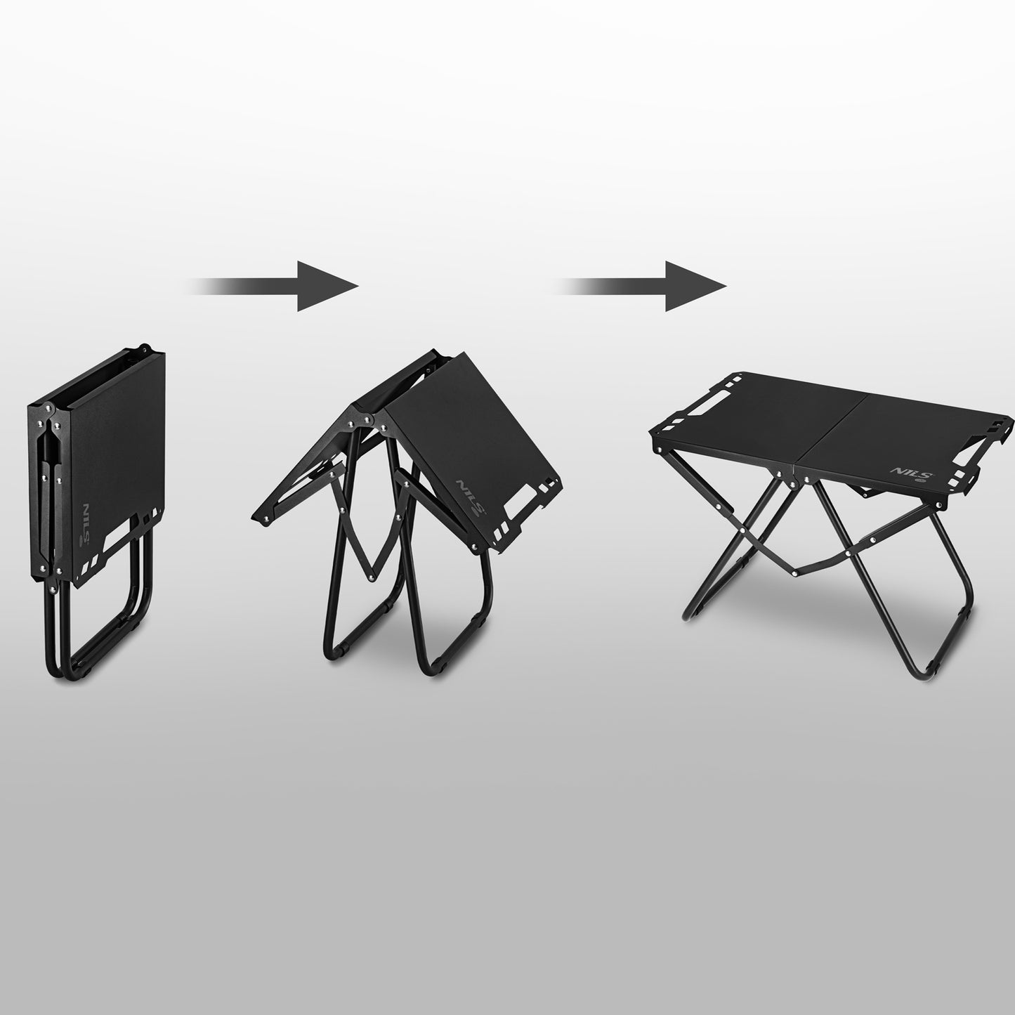 Folding Camping Table, Black, Steel Frame with Cover