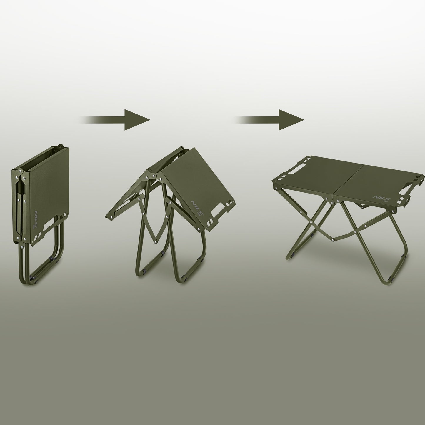 Folding Camping Table, Green, Steel Frame, Carry Cover