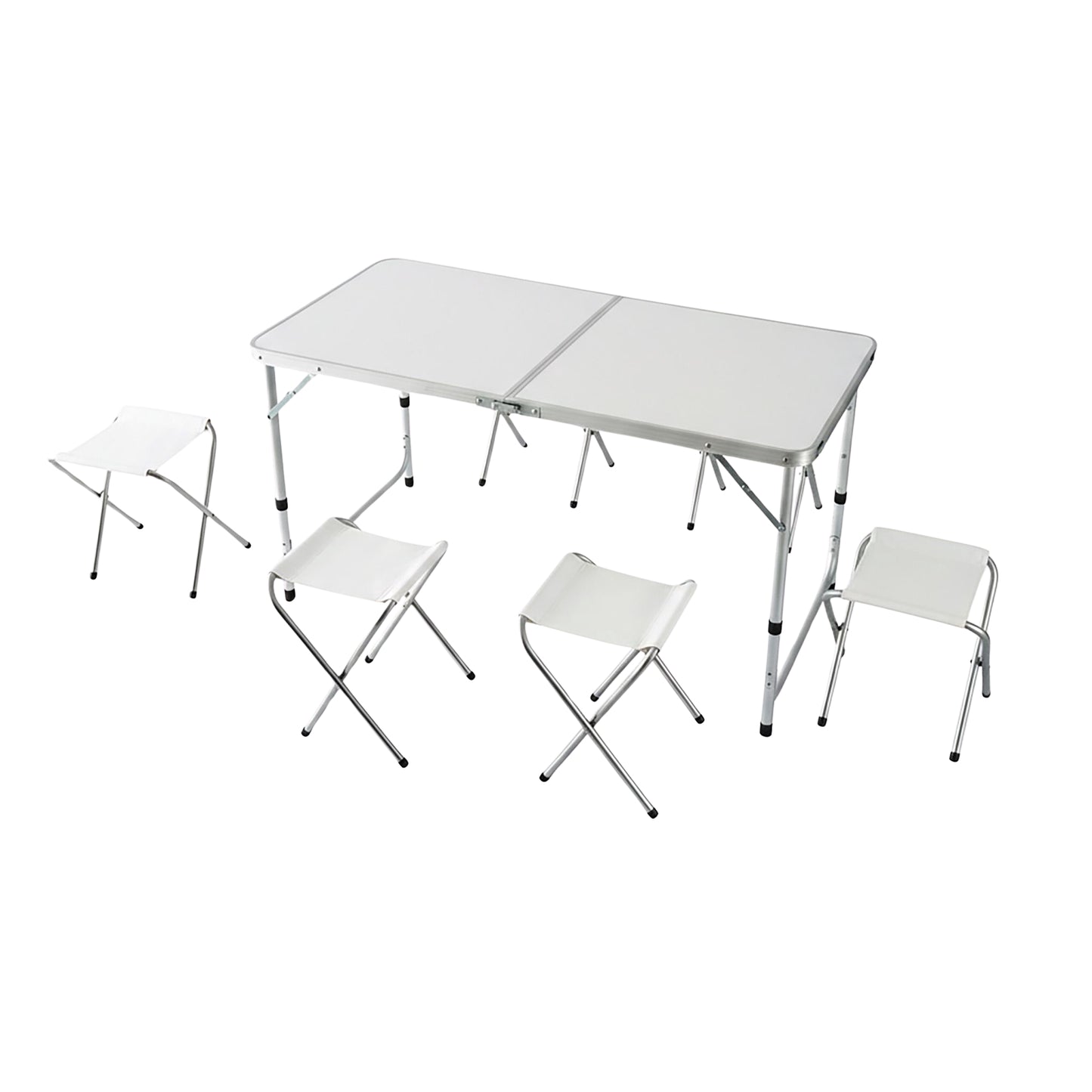 Folding Camping Table with 4 Stools, Adjustable Height