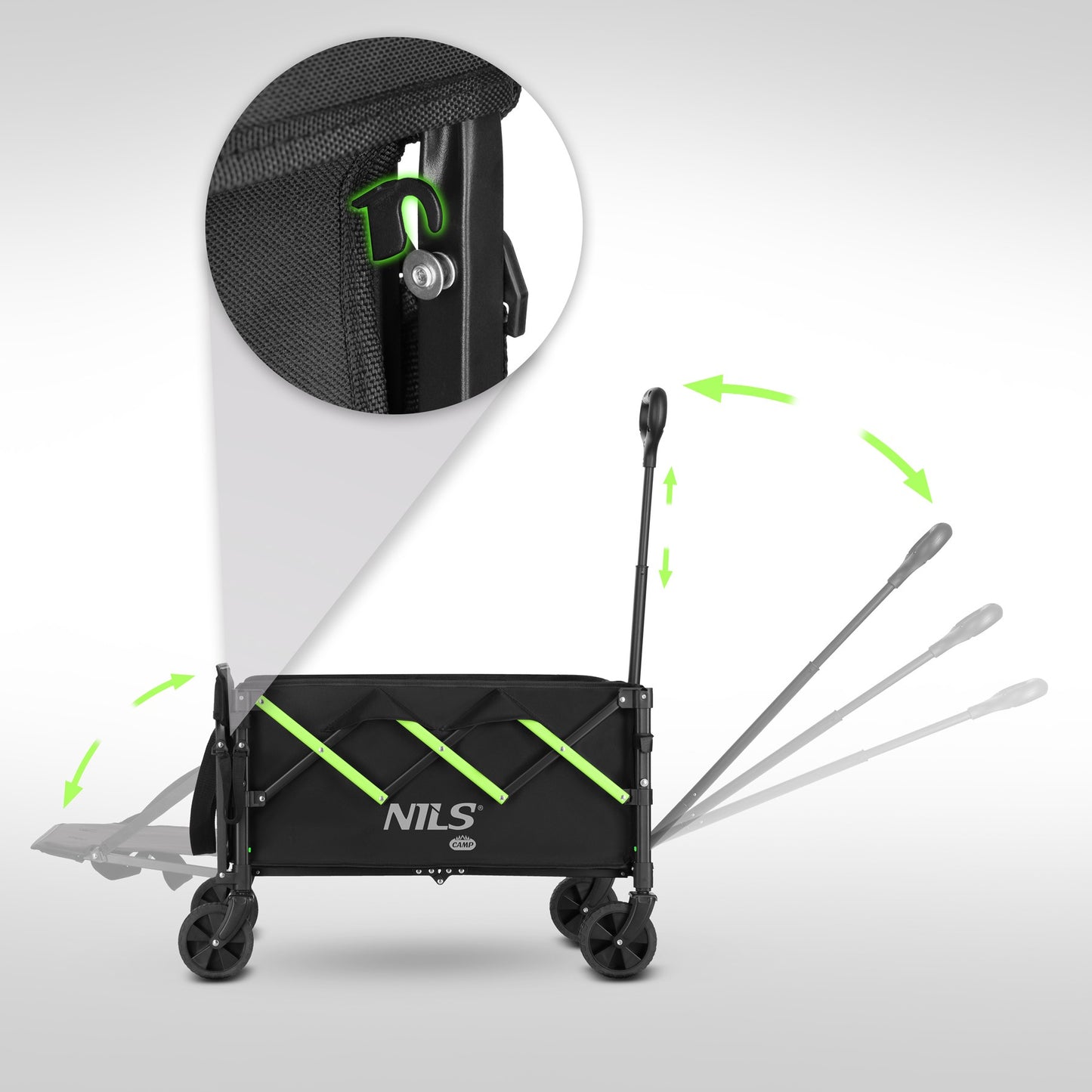 Folding Camping Wagon Cart, 100L, 90kg Capacity