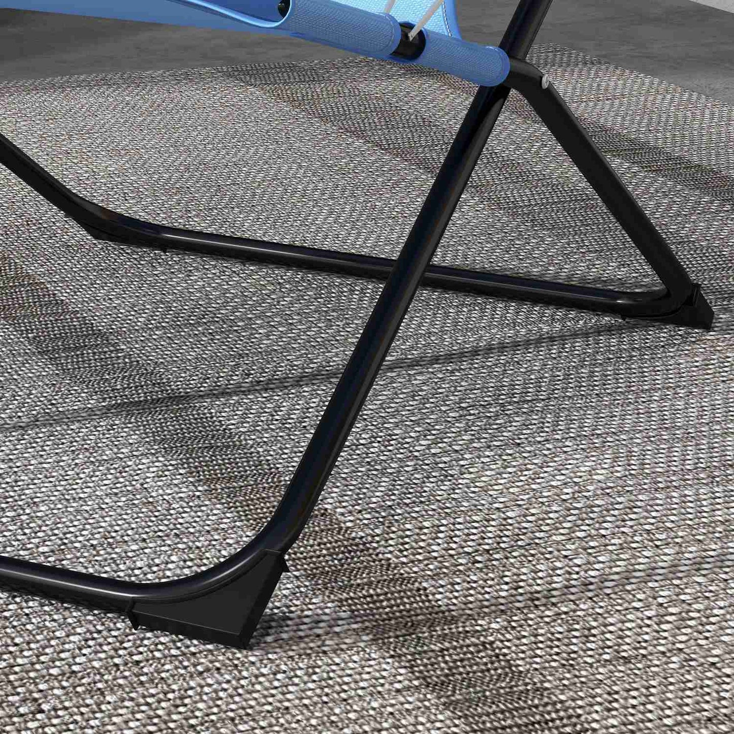 Adjustable blue camping chair, cushion, supports 120 kg