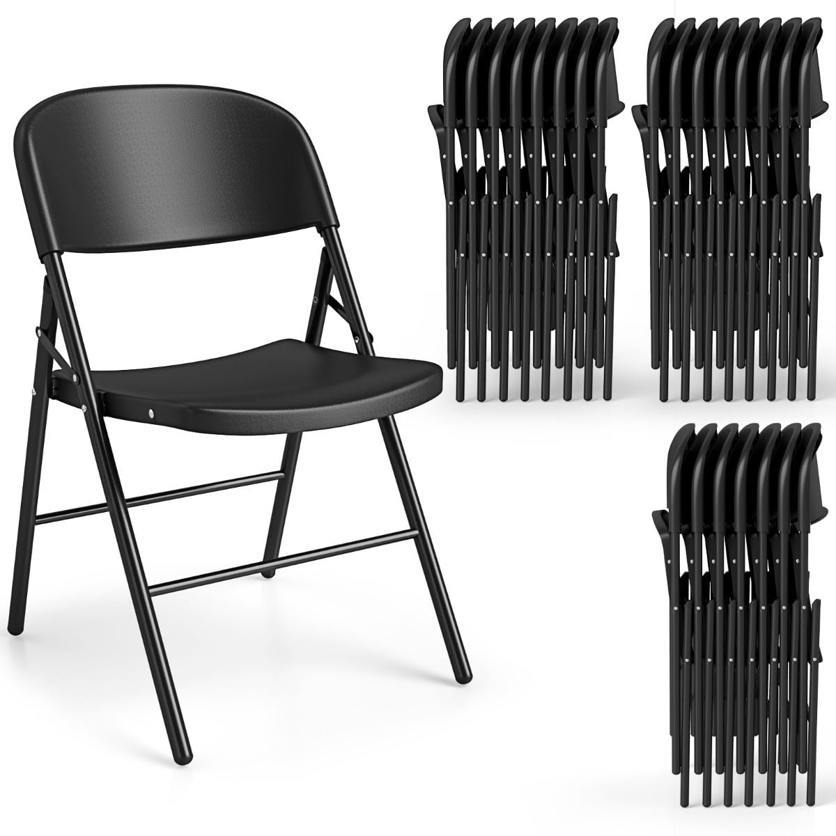 Folding Chairs Set of 6, Metal & Plastic, 150kg Capacity