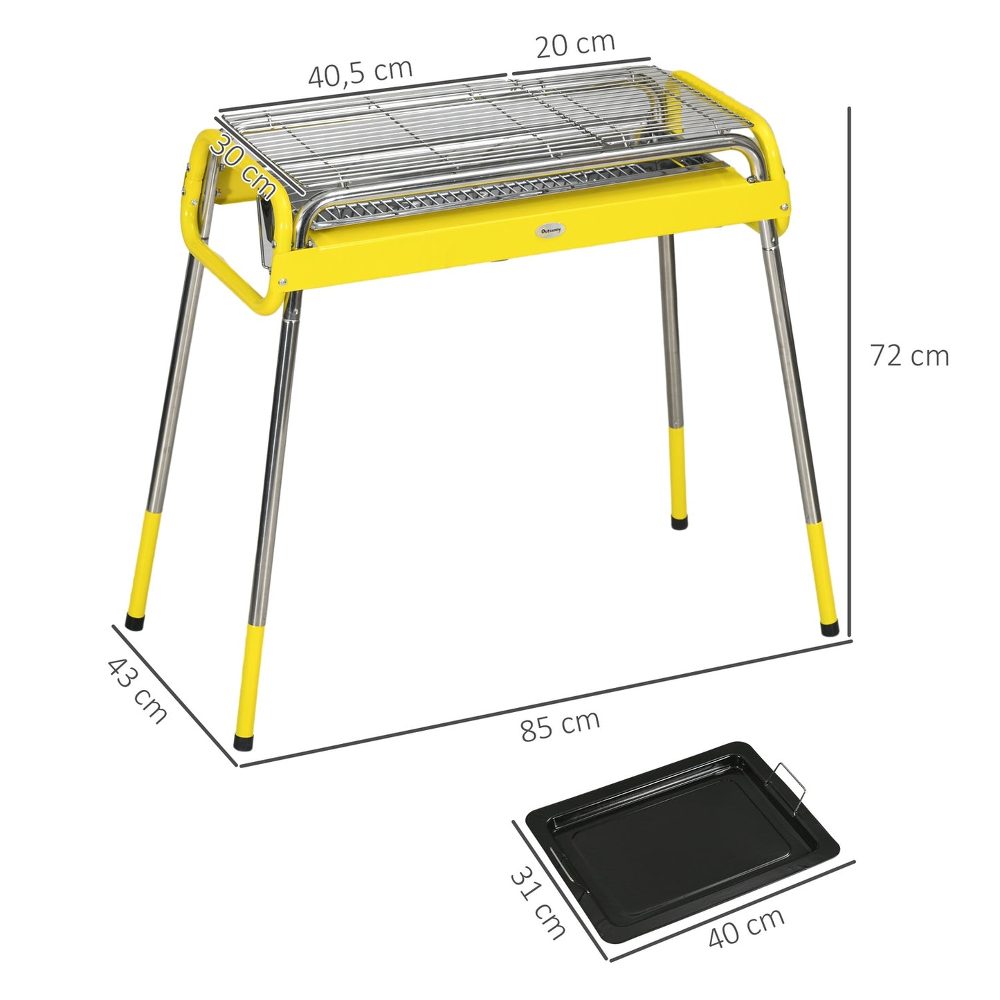 Folding stainless steel charcoal grill, 2 grates, portable