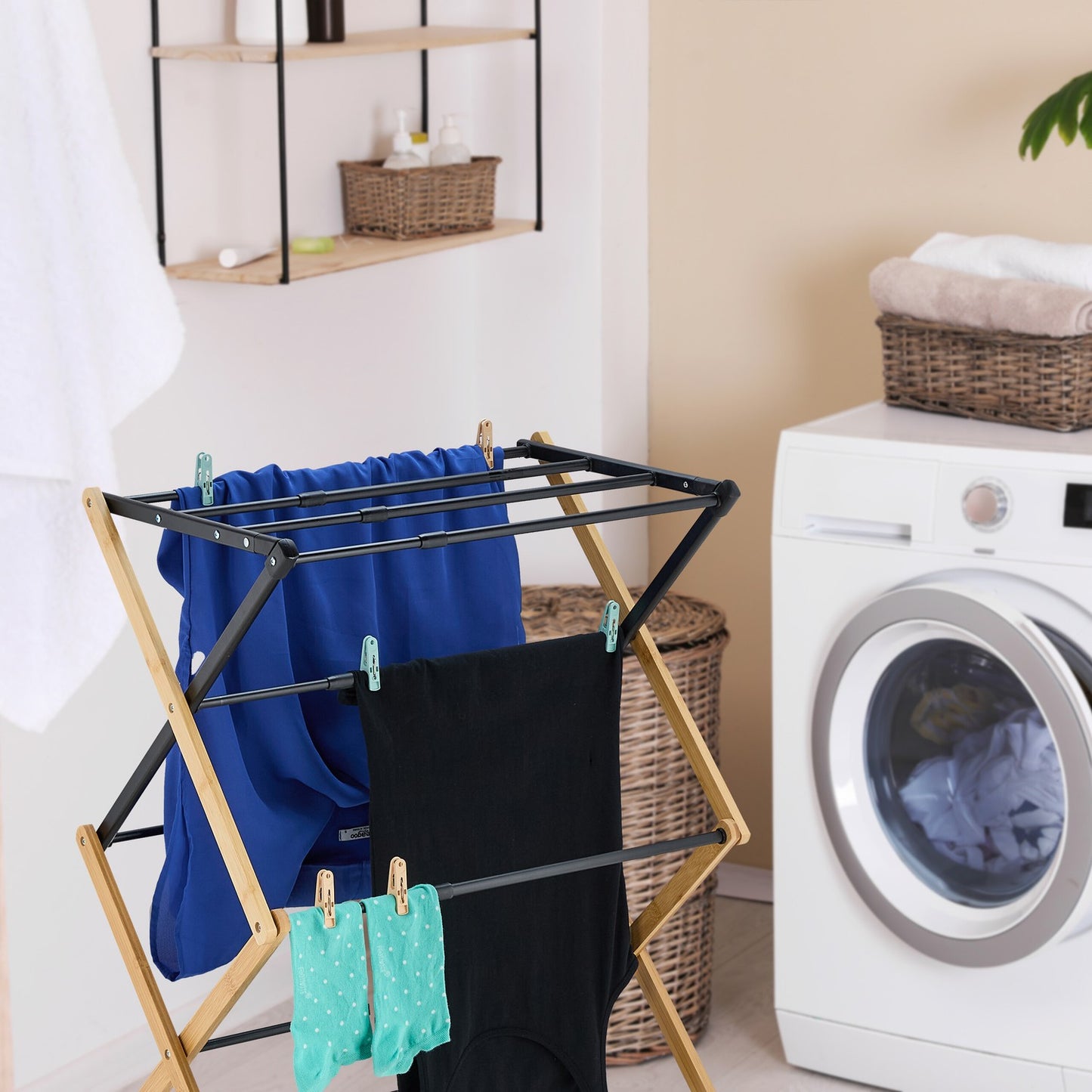 Folding Clothes Airer with 6 Tiers and 11 Rails