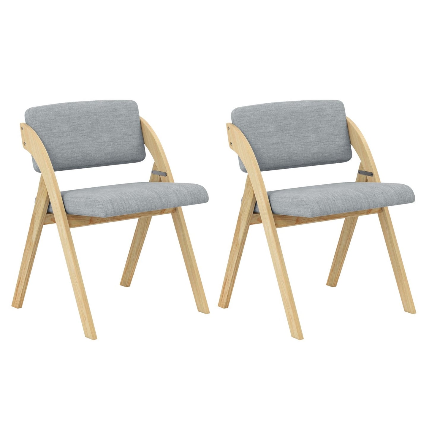 Folding Dining Chairs Set, Padded Seat, Rubberwood Legs, Gray