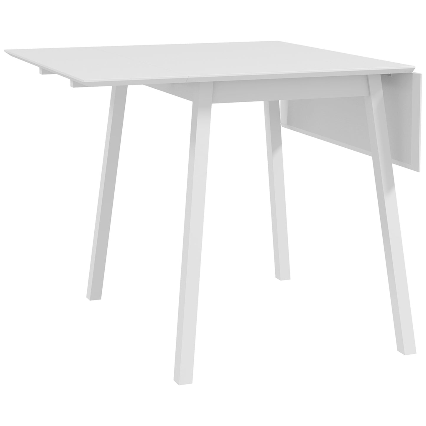 Wooden folding dining table, chairs 2-4, space-saving, white