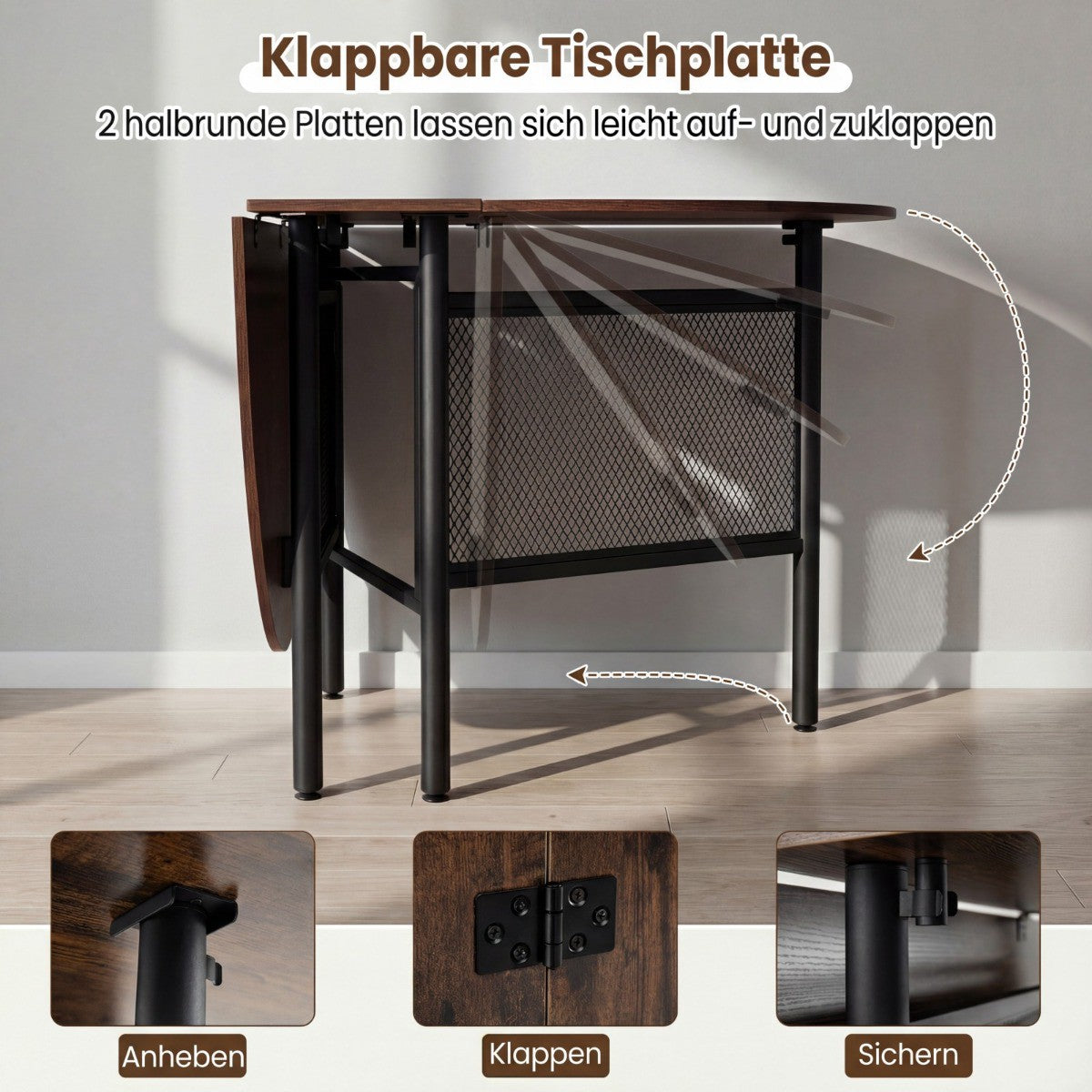Folding Dining Table for 6-8, Space-Saving Oval Design