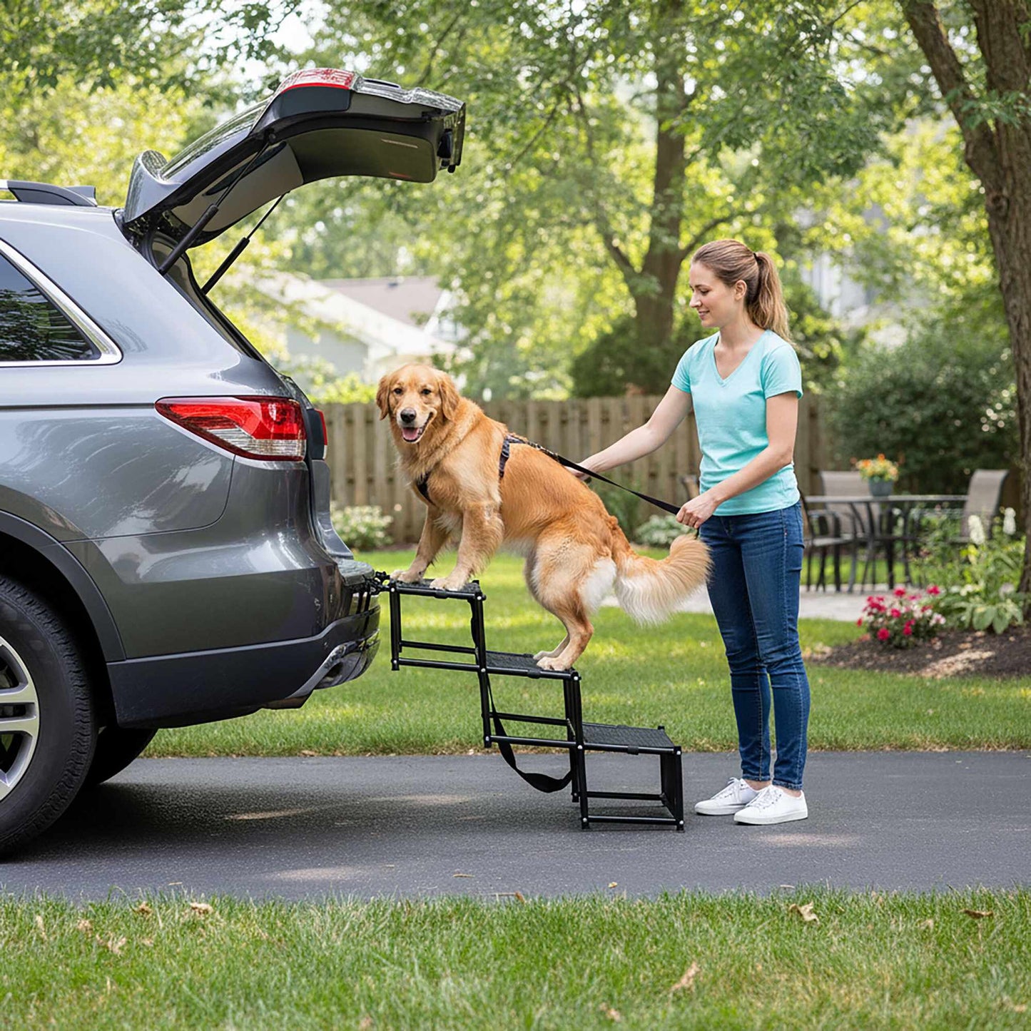 Folding Dog Stairs – 4 Steps, Supports 90 kg, Non-Slip