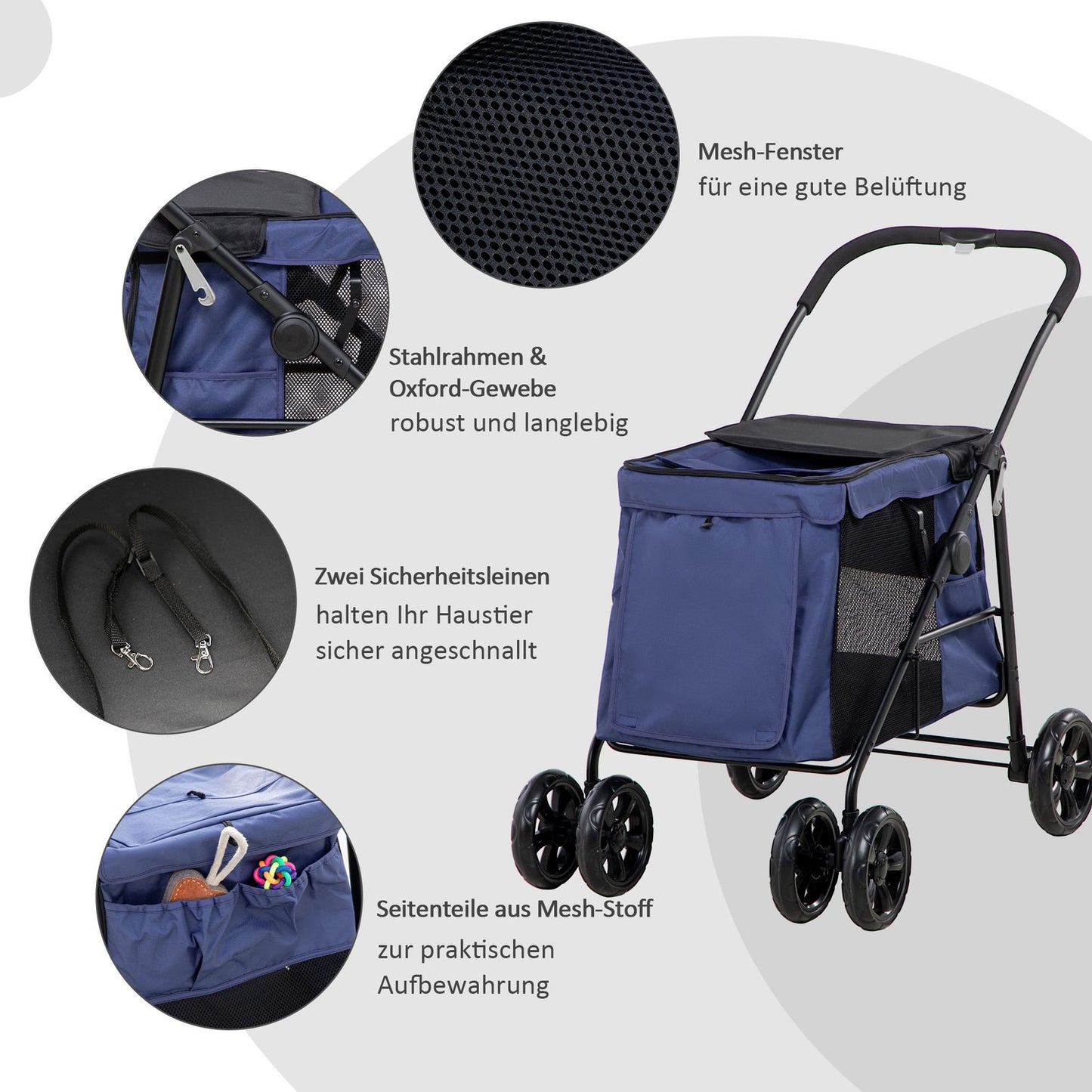 Dog carriage with cushion, mesh window, for dogs up to 20 kg