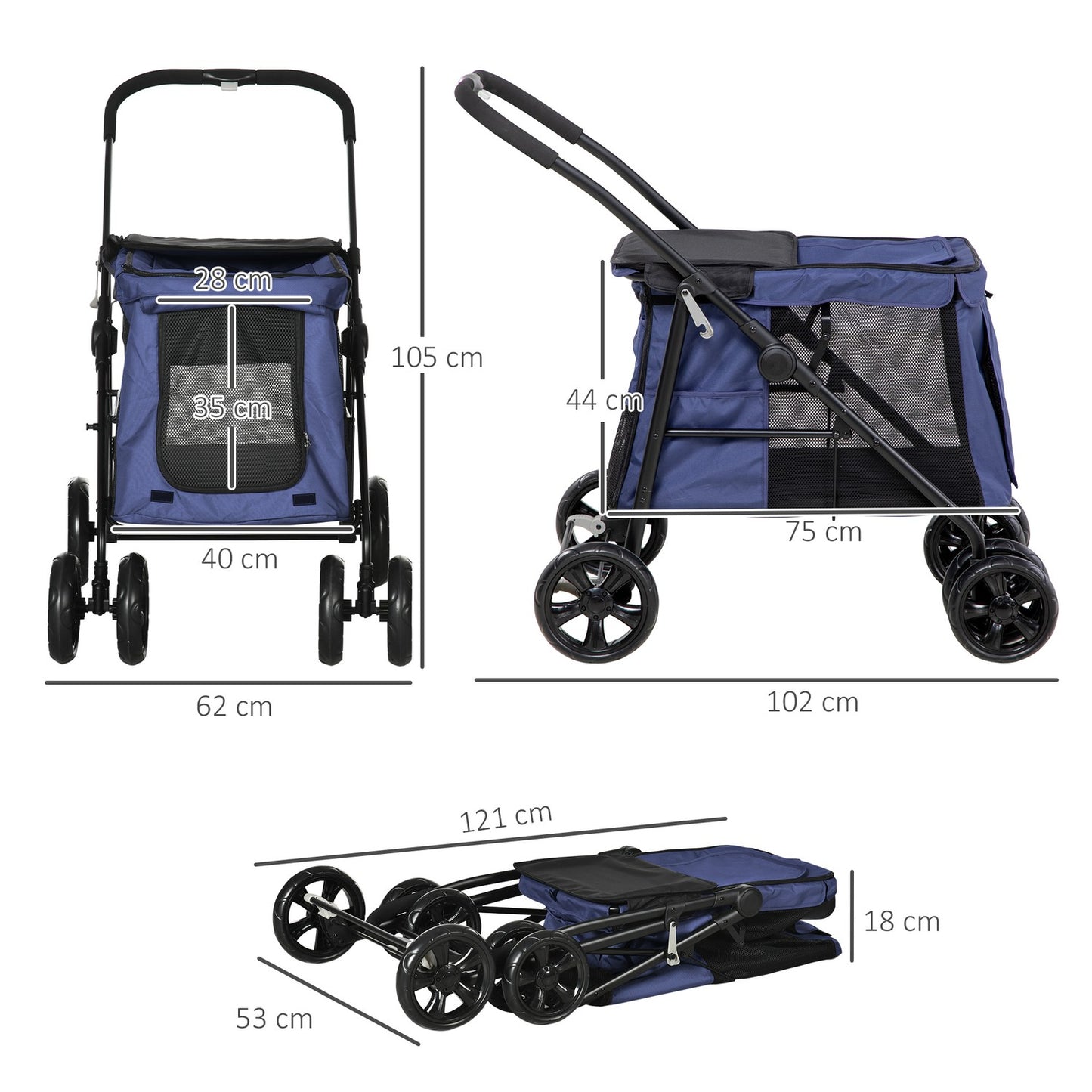 Dog carriage with cushion, mesh window, for dogs up to 20 kg