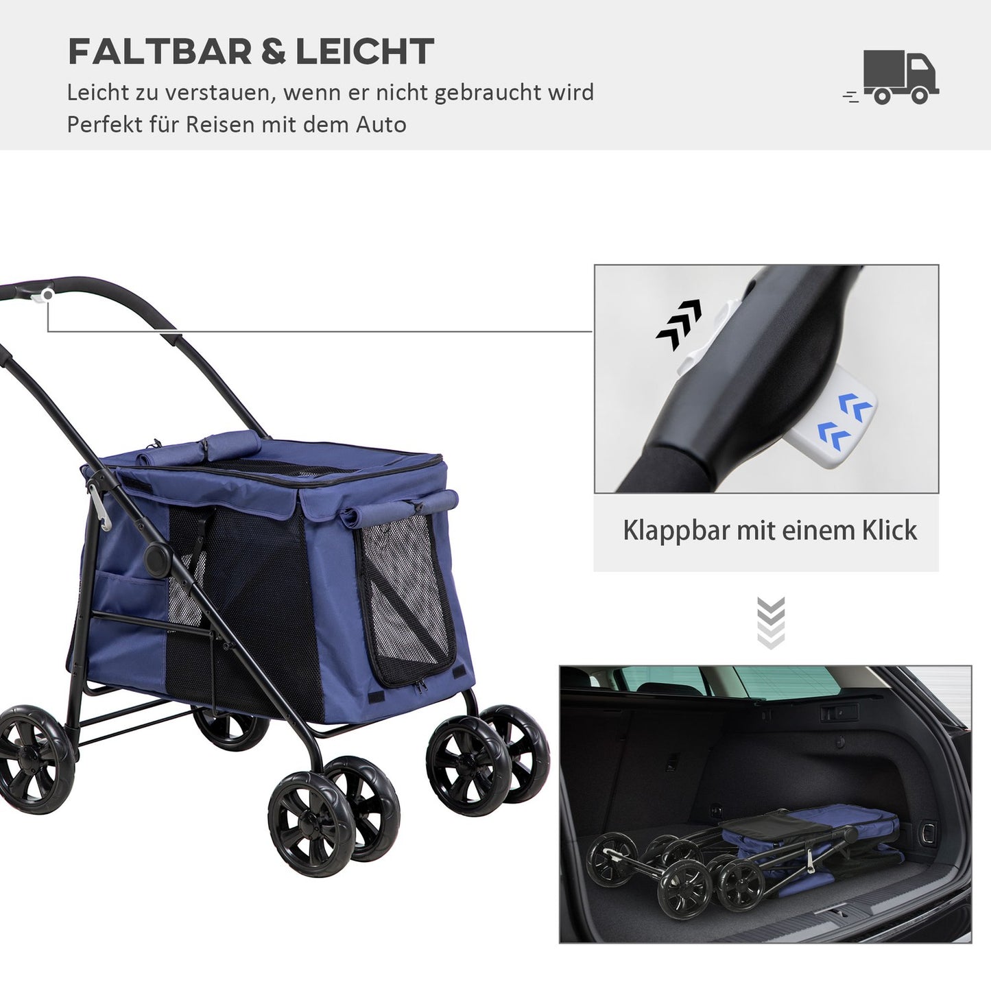 Dog carriage with cushion, mesh window, for dogs up to 20 kg