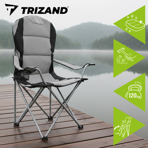 Folding Fishing Chair, 120kg Capacity, Armrests, Cover