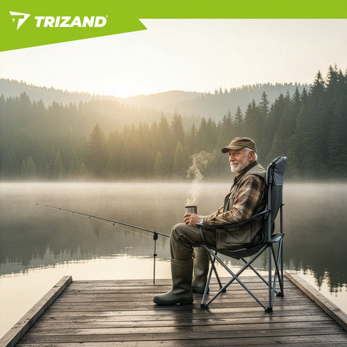 Folding Fishing Chair, 120kg Capacity, Armrests, Cover