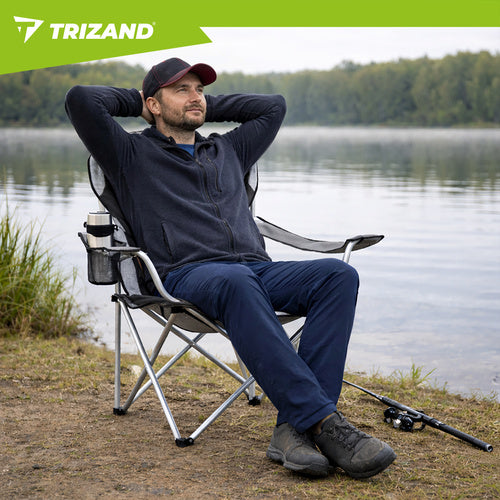 Folding Fishing Chair, 120kg Capacity, Armrests, Cover