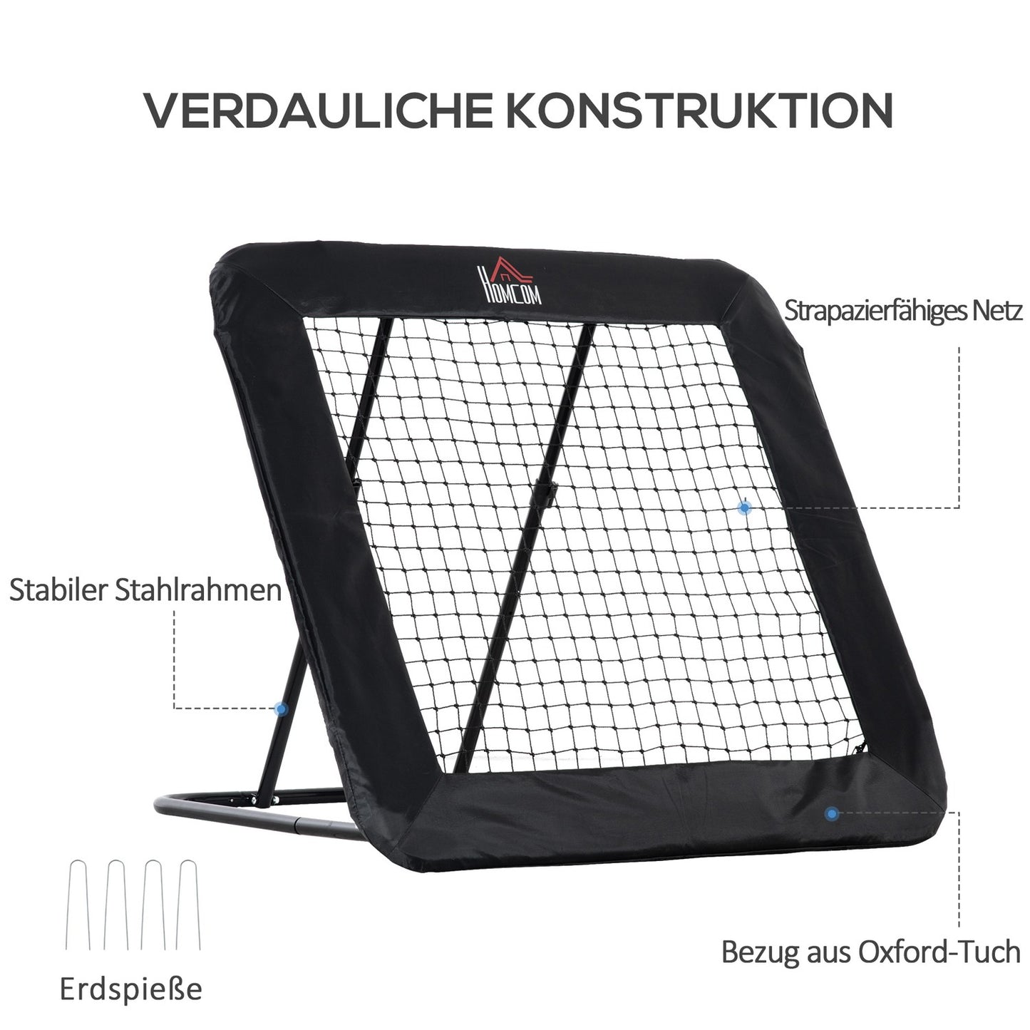 Collapsible soccer goal & rebound wall, 5-level adjustable net