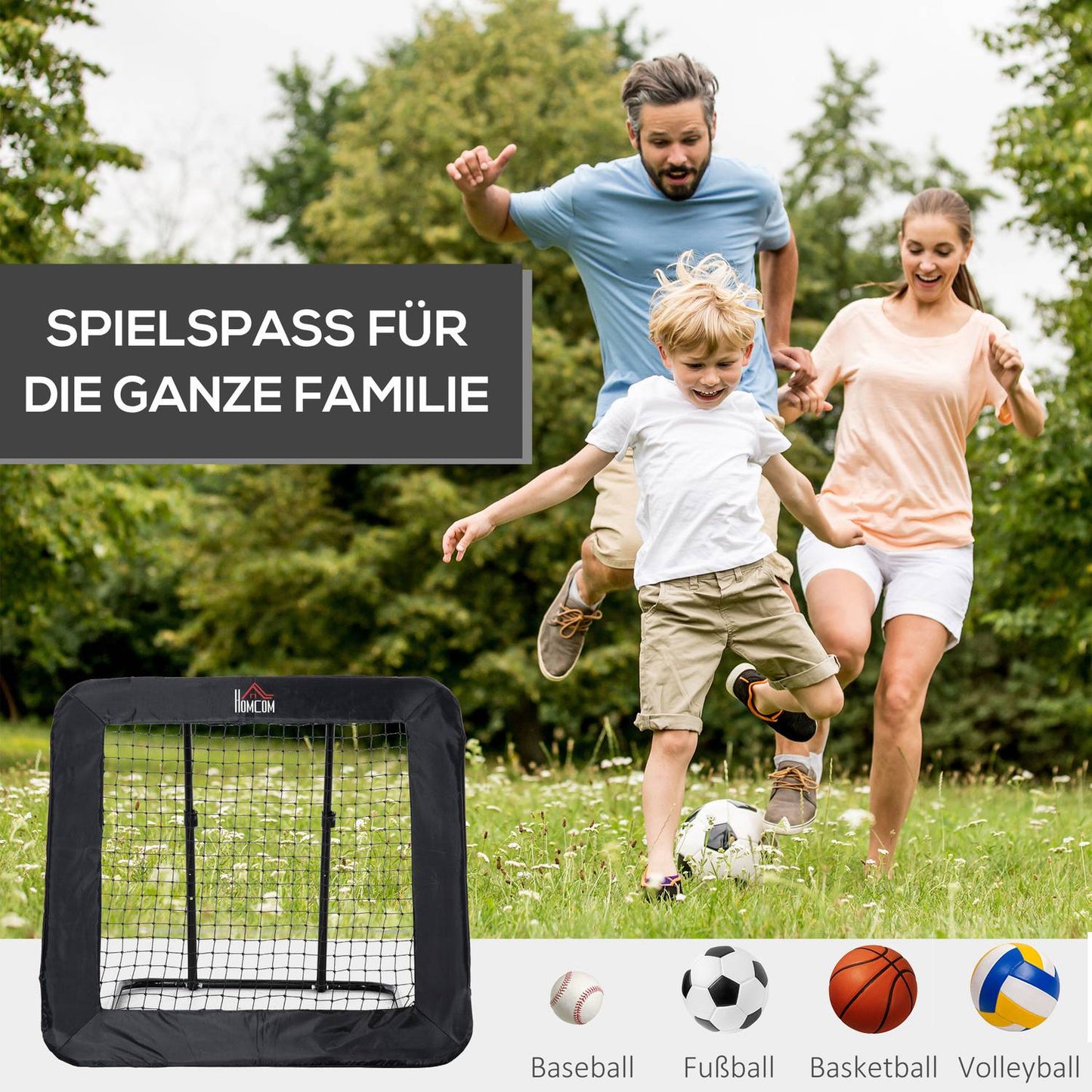 Collapsible soccer goal & rebound wall, 5-level adjustable net