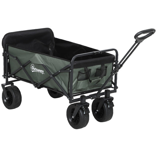 Folding Garden Cart, 120kg Capacity, 95L, Green