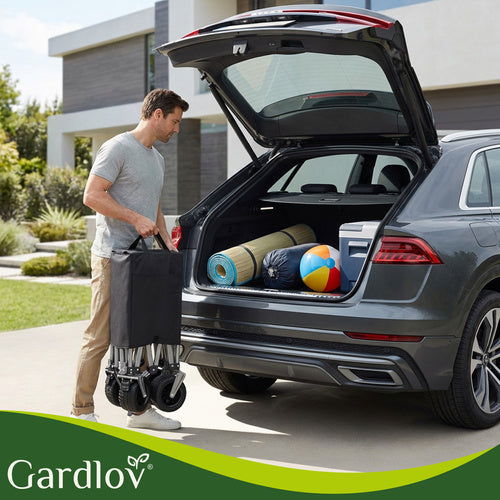 Folding Garden Cart 150L, 200kg Capacity, Off-Road Wheels