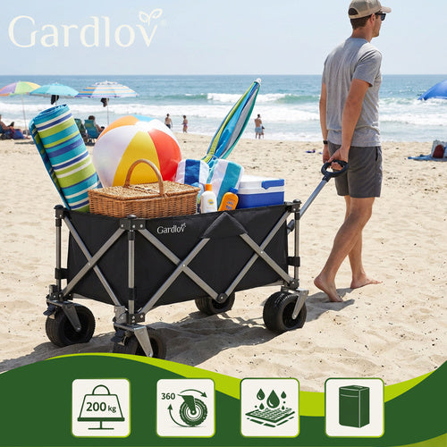Folding Garden Cart 150L, 200kg Capacity, Off-Road Wheels