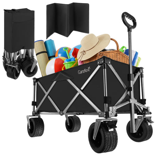 Folding Garden Cart 150L, 200kg Capacity, Off-Road Wheels