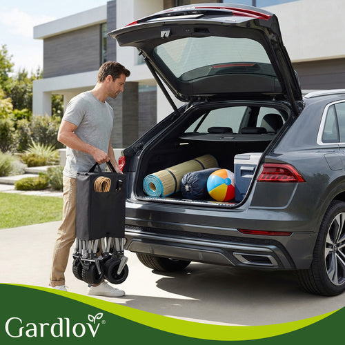 Folding Garden Cart 150L, 200kg Capacity, Off-Road Wheels