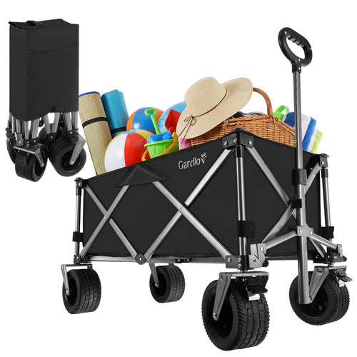 Folding Garden Cart 150L, 200kg Capacity, Off-Road Wheels