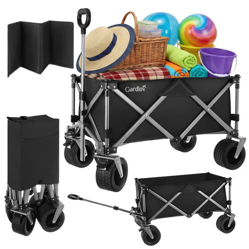Folding Garden Cart 150L, 200kg Capacity, Off-Road Wheels