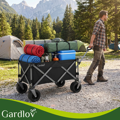 Folding Garden Cart 150L, 200kg Capacity, Off-Road Wheels