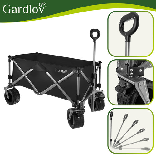 Folding Garden Cart 150L, 200kg Capacity, Off-Road Wheels