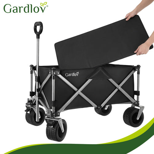 Folding Garden Cart 150L, 200kg Capacity, Off-Road Wheels