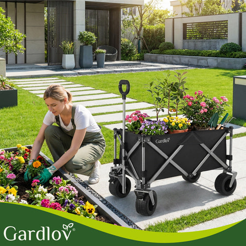 Folding Garden Cart 150L, 200kg Capacity, Off-Road Wheels