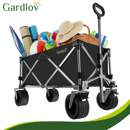 Folding Garden Cart 150L, 200kg Capacity, Off-Road Wheels