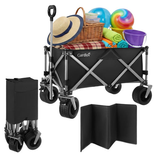 Folding Garden Cart 150L, 200kg Capacity, Off-Road Wheels